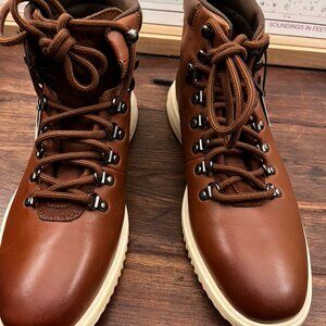Cole Haan Grand+ Water Resistant British Tan Leather Ankle Boots Men 10 NWT